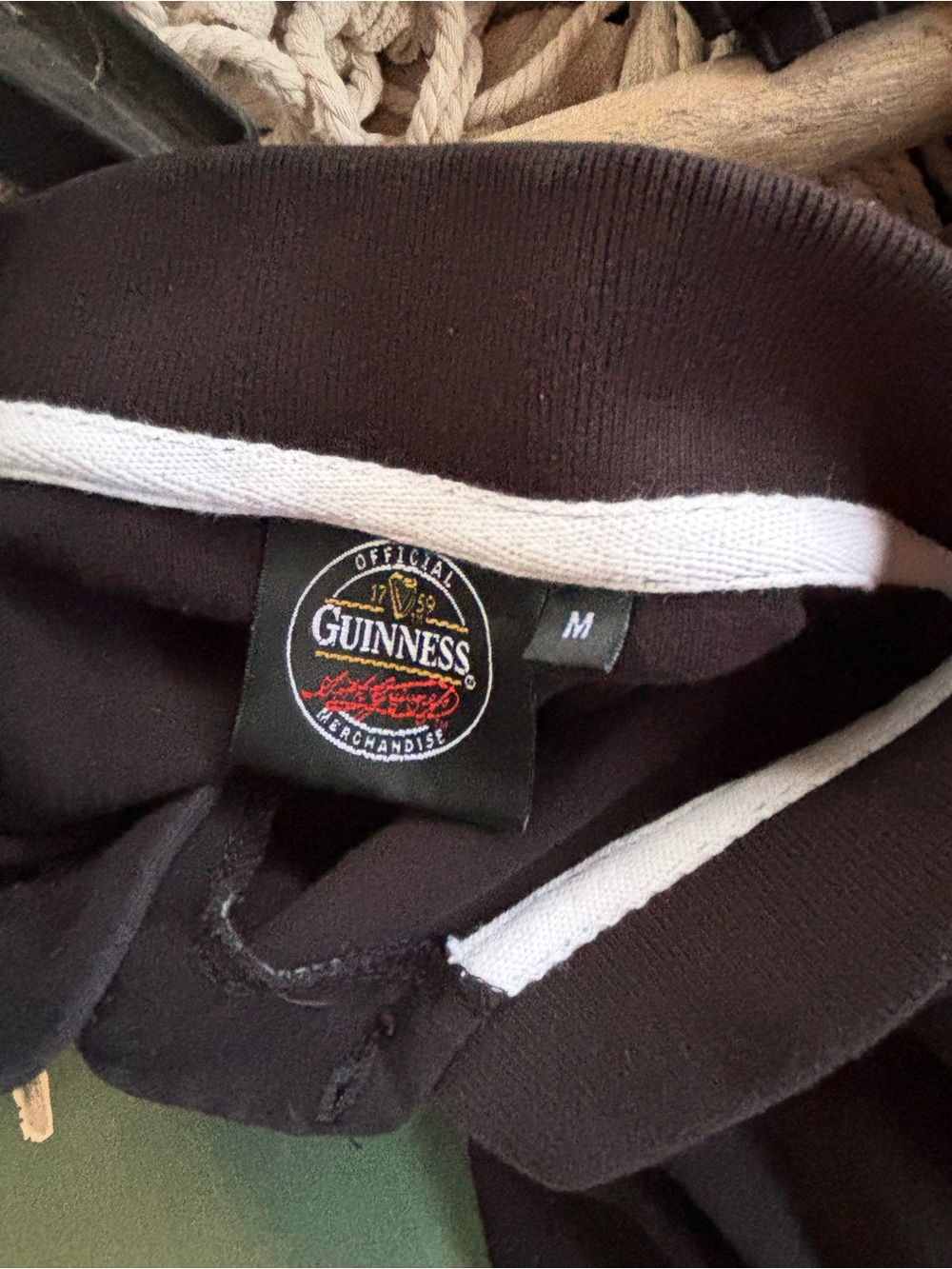 Guinness Black Polo with White Trim and Embroidered Harp - Picture 6 of 7